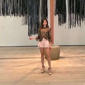 Barbie pink Zara mini ruffled tulip shorts